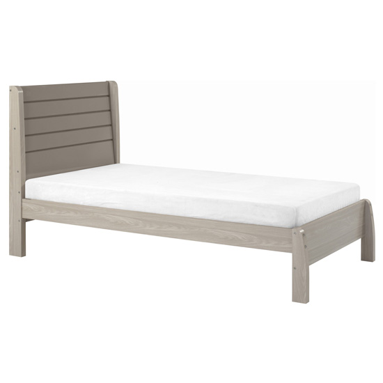 Nunky Wooden Single Bed In Oyster High Gloss And Light Oak