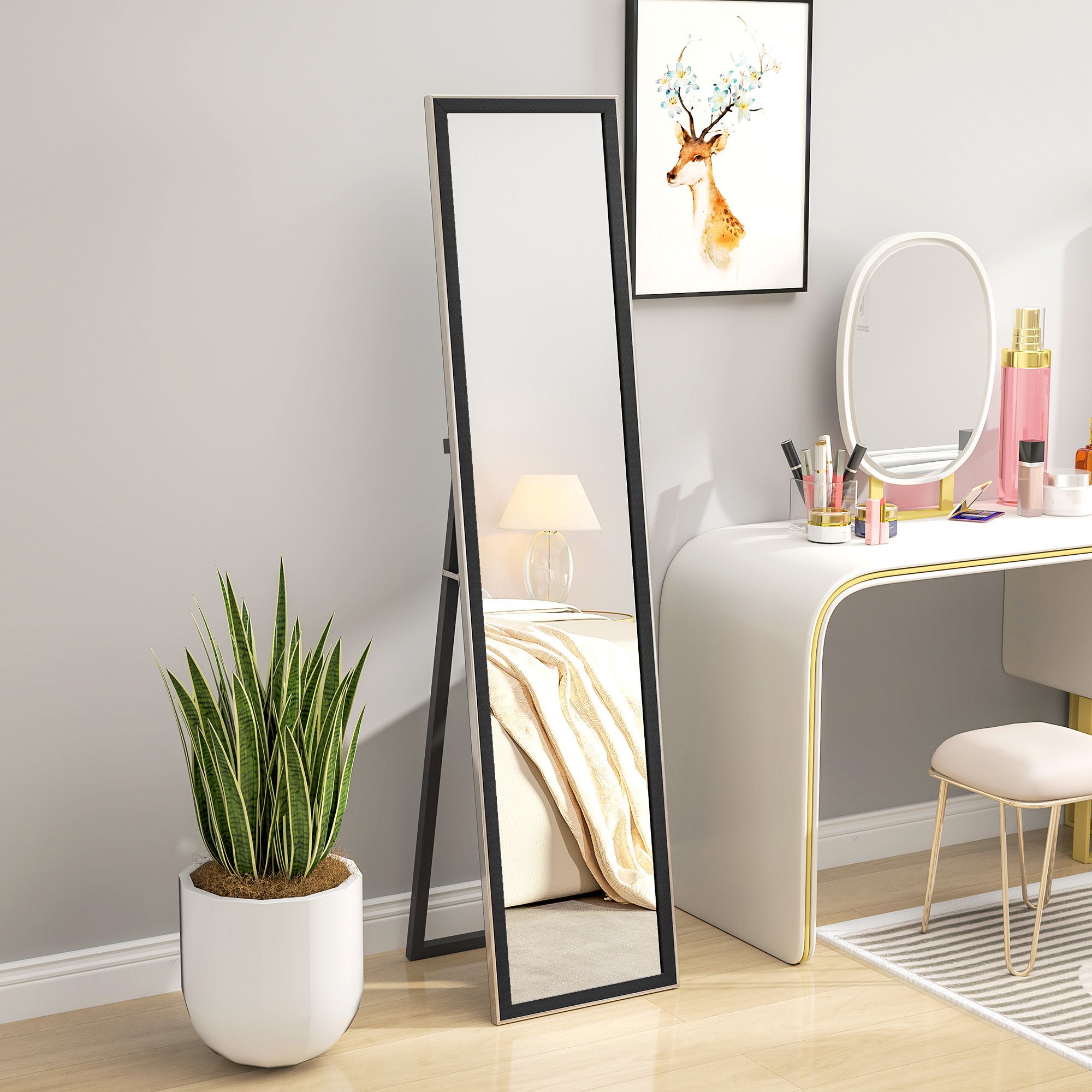 HOMCOM Floor Mirror Wall Mounted Leaning Standing Mirror 37 x 157cm in Black
