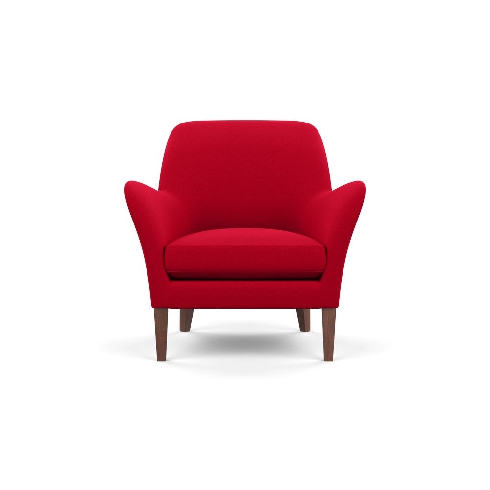 Heal's Wallis Armchair Melton Wool Red Oxide Walnut Feet 2