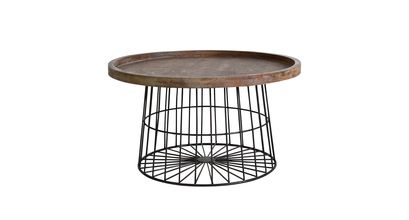 Heston Coffee Table with Wooden Top and Metal Base - sofa.com