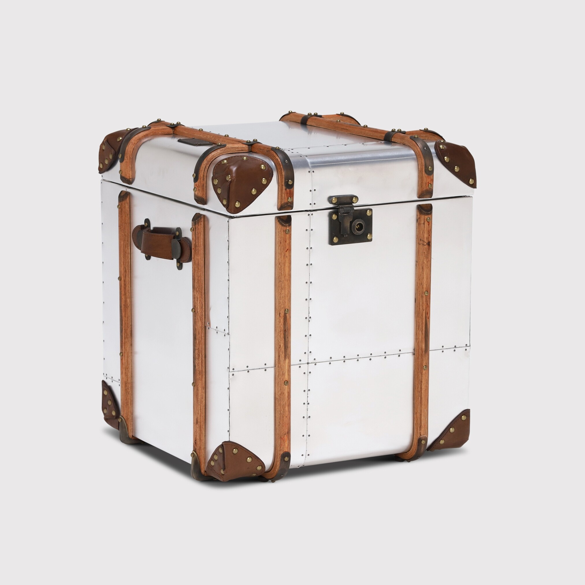 Timothy Oulton Globetrekker Side Table, Silver Metal | Barker & Stonehouse