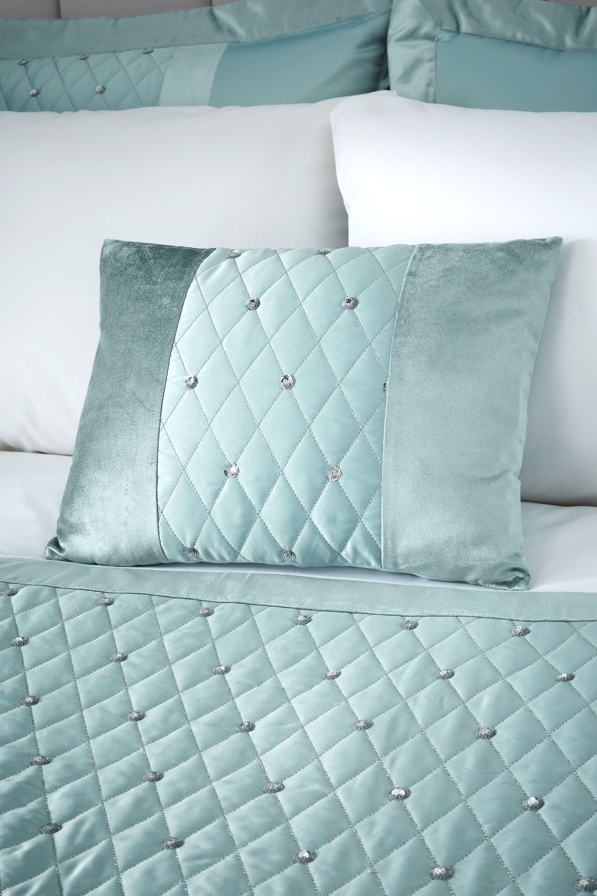 Catherine Lansfield 'Sequin Cluster' Cushion in Duck Egg Blue