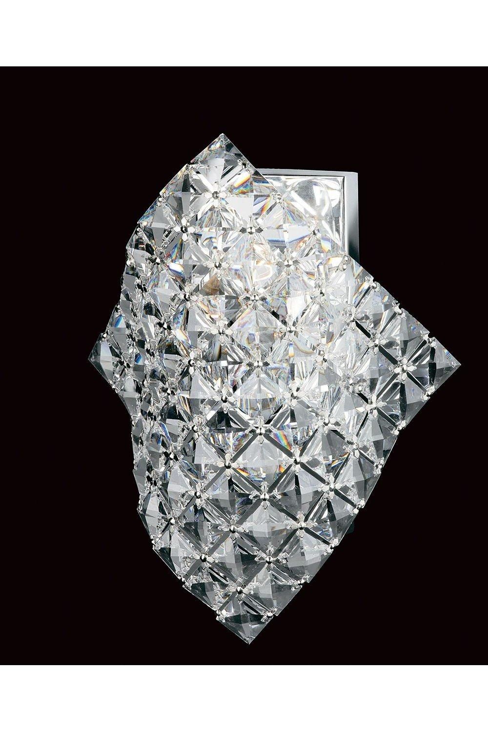 Netlighting Diamond Crystal Single Wall Light Chrome Frame in Grey