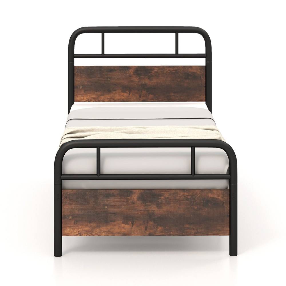 Costway Single Size Bed Frame Platform Metal Slats Support Bed