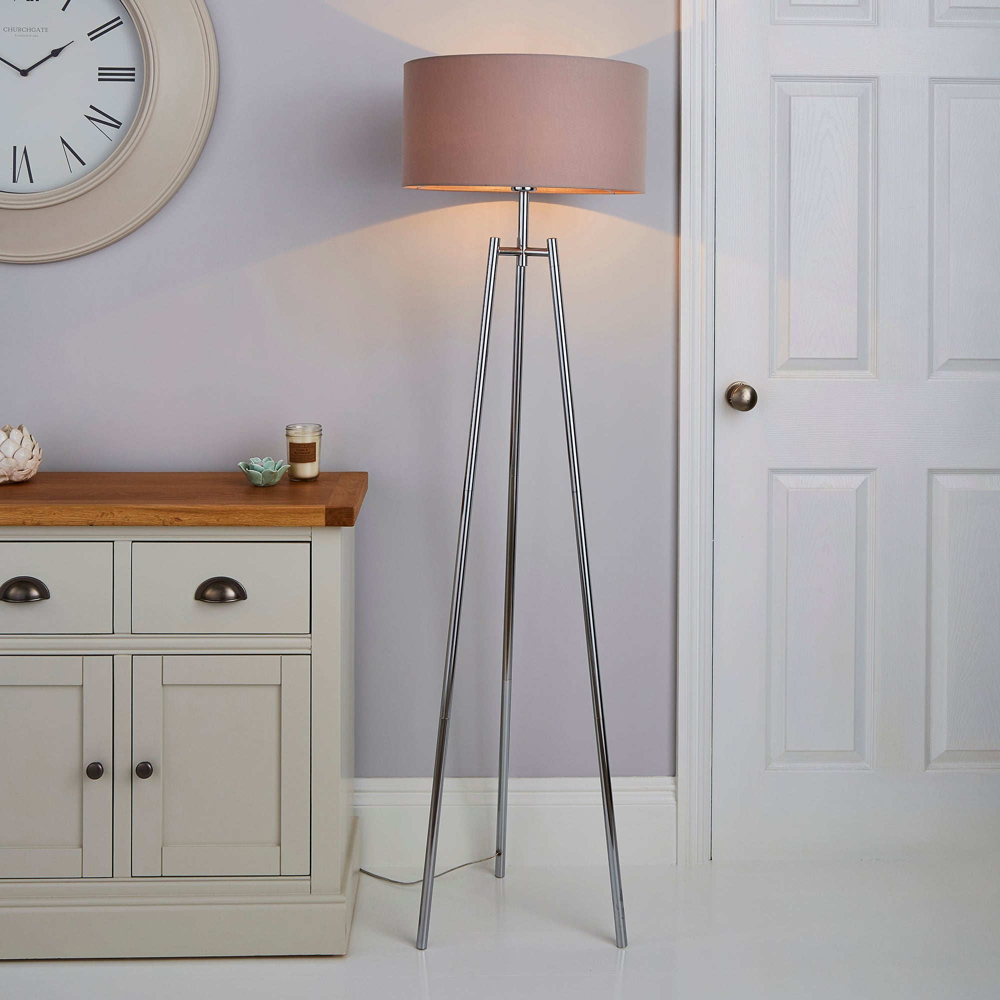 Nora Tripod Floor Lamp Chrome Chrome