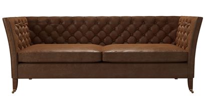 Descartes 3 Seat Sofa in Tan Vintage Leather - sofa.com