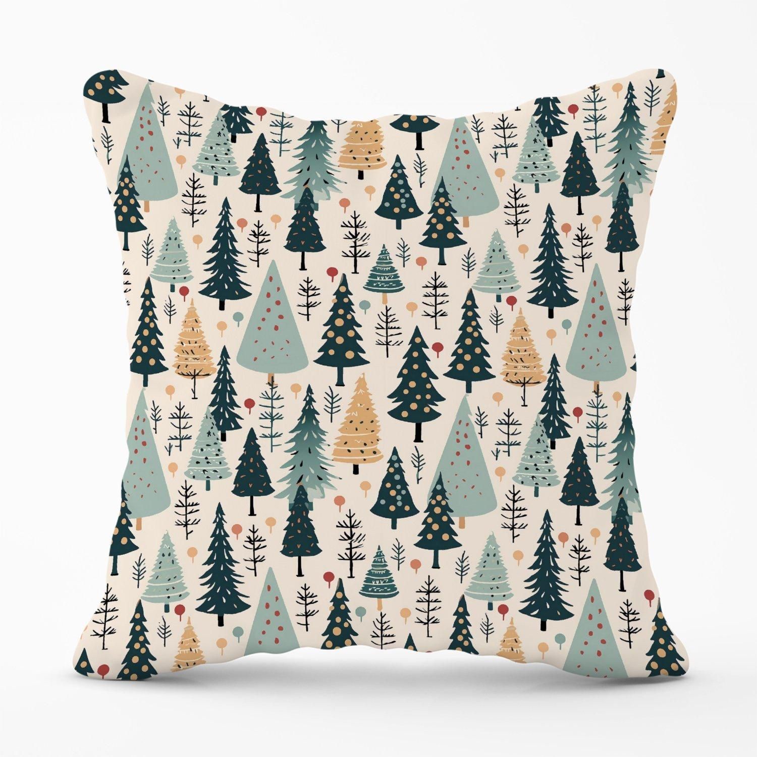 Warren Reed - Designer Boho Inspired Christmas Tree Pattern Outdoor Cushion in Green