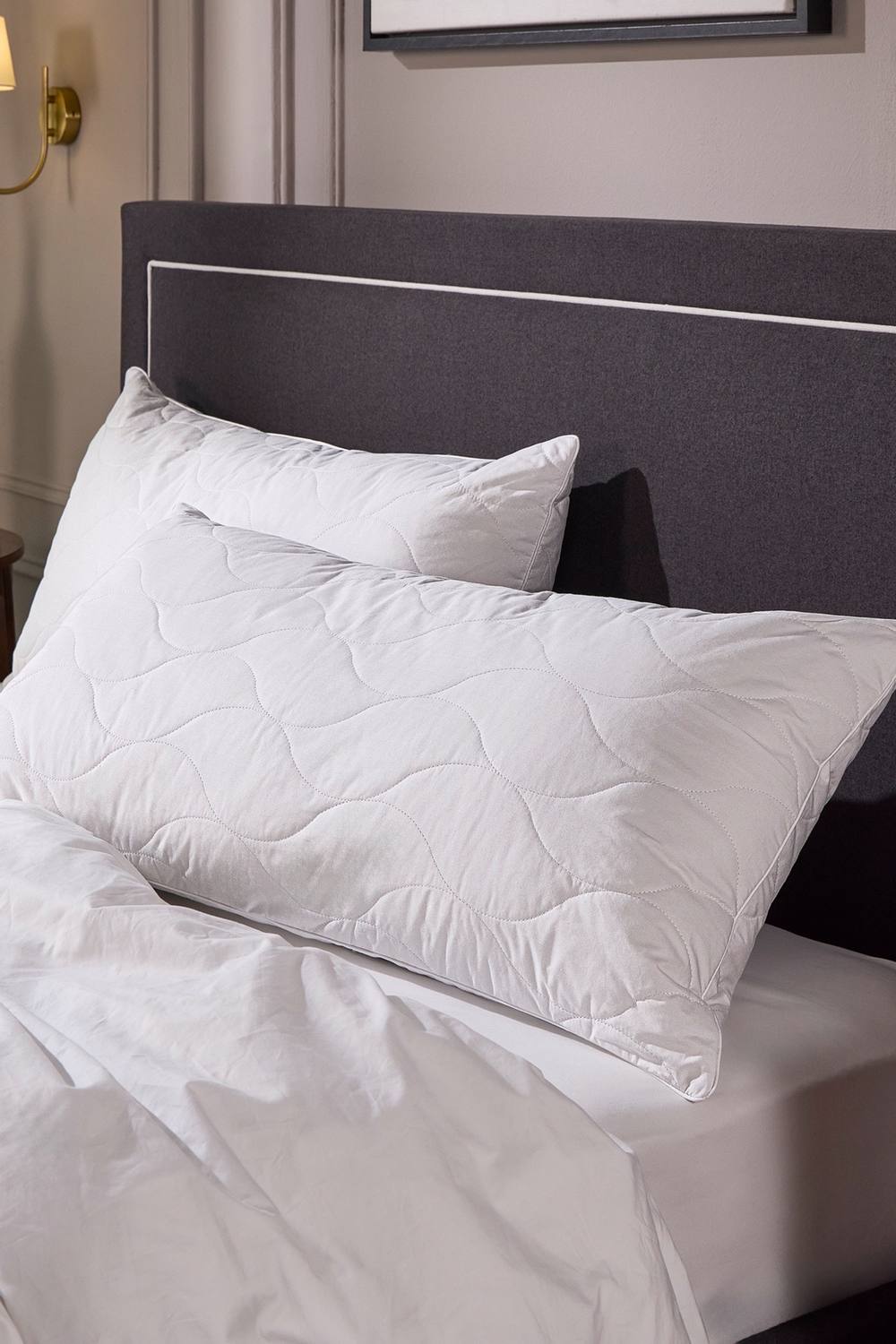 Snuggledown 2 Pack Hotel Luxury Cotton Quilted Kingsize Firm Side Sleeper Pillow in White