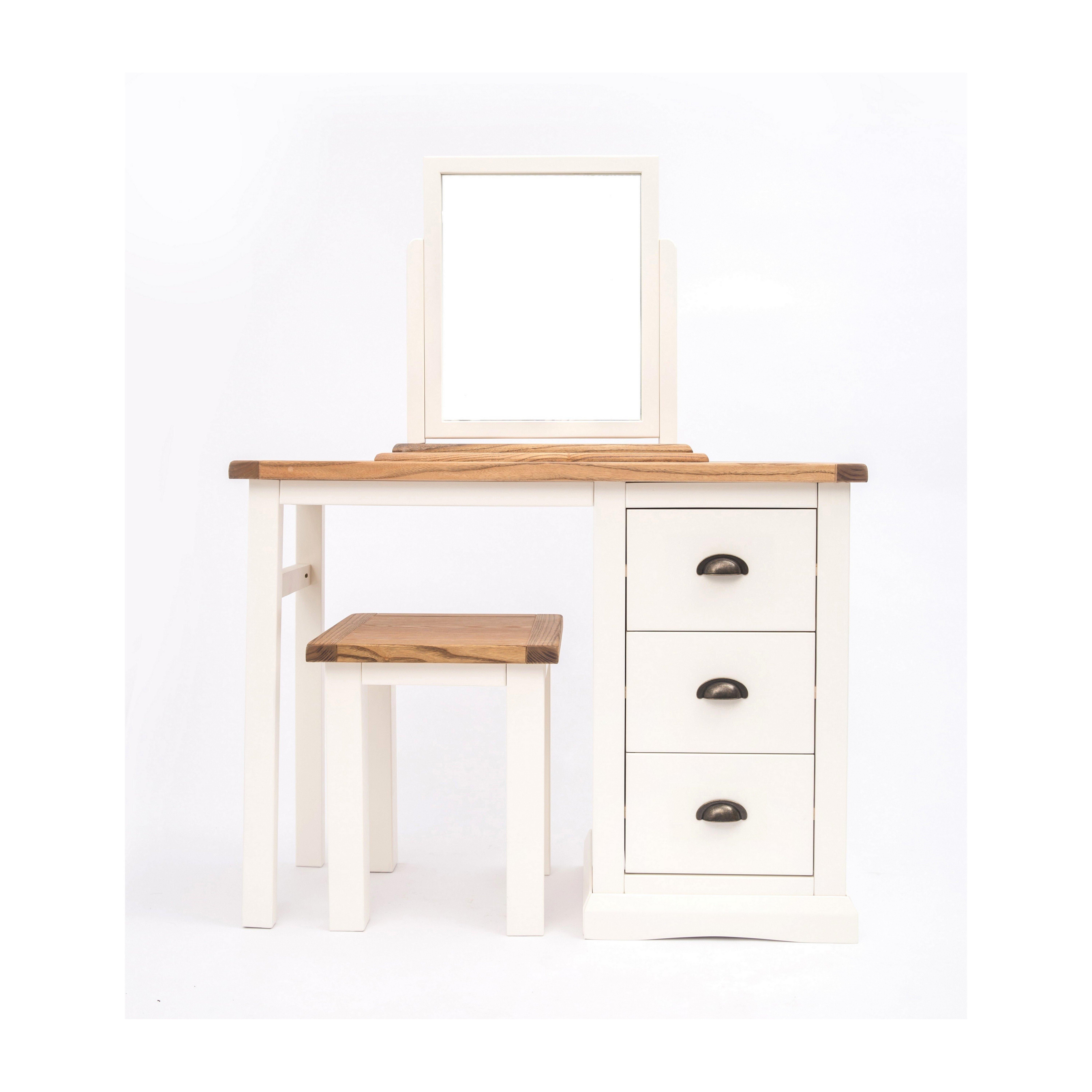 Cabinet Bits Cosenza 3 Drawer Dressing Table Set Brass Cup Handle in Off-White
