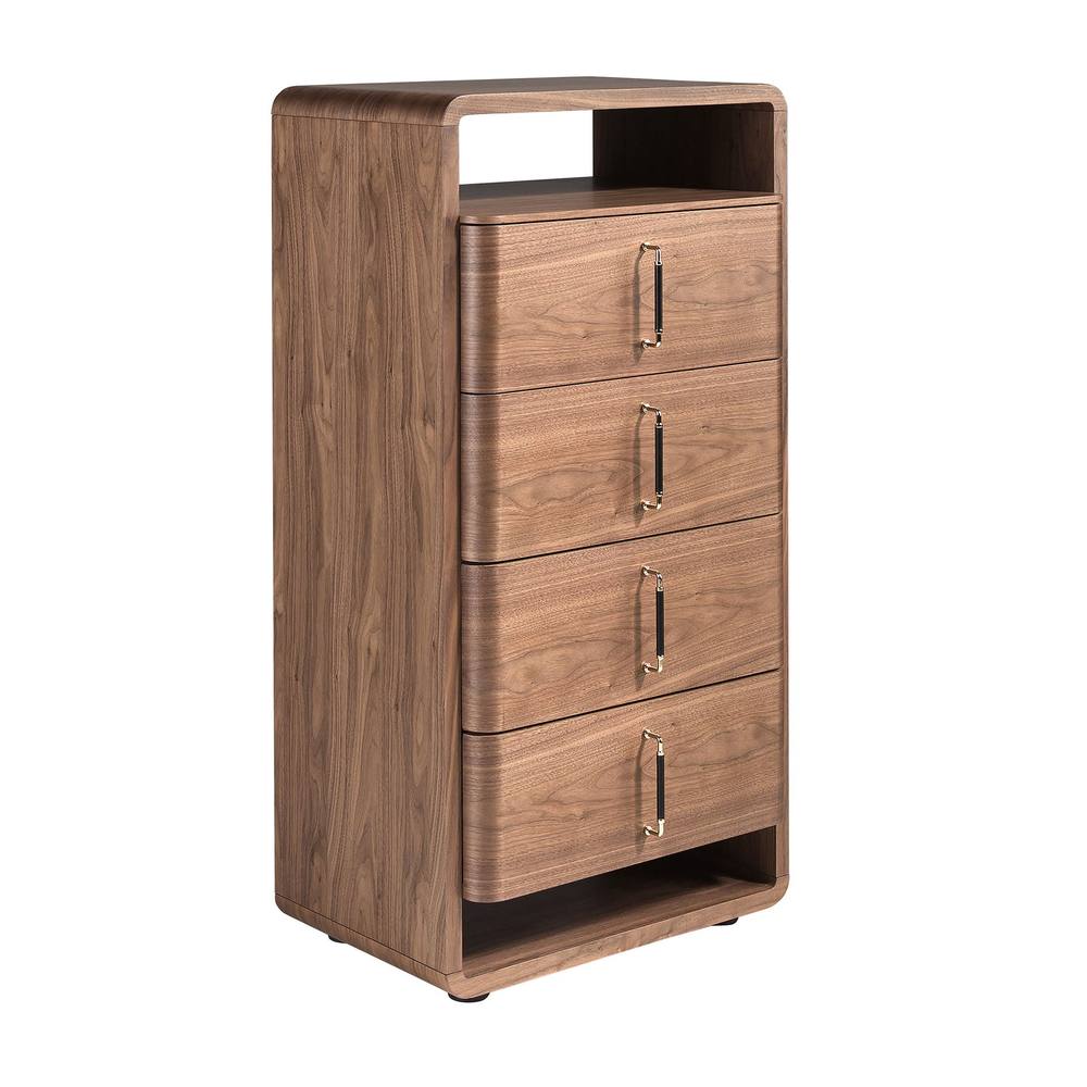 Angel Cerda Chest of Drawers in Walnut Veneer & Black PVC