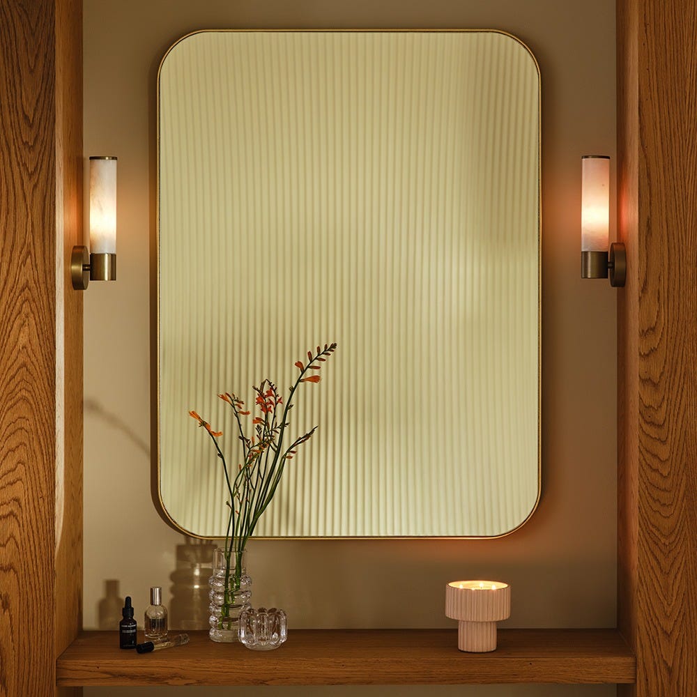 Heal's Fine Edge Mirror Rectangle Curved Gold 100x75cm 5