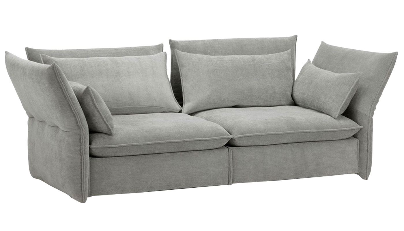 Vitra Mariposa 2 1/2 Seater Sofa Iroko Silver Grey