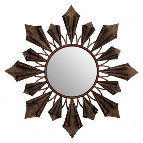 Varian Sunburst Wall Bedroom Mirror In Antique Gold Frame
