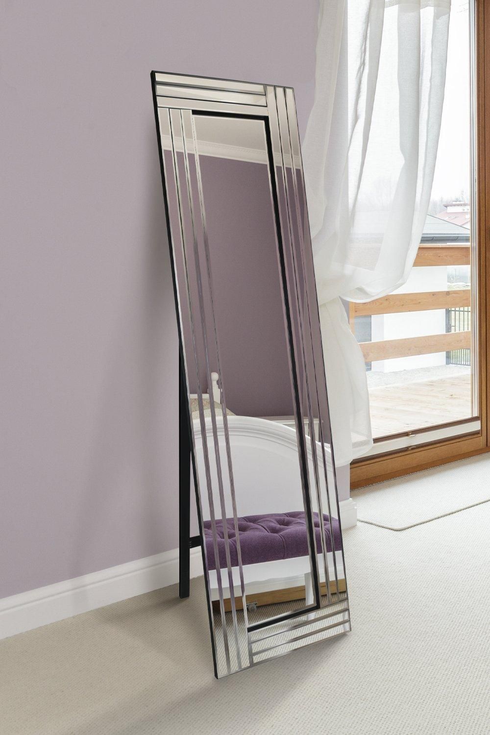 MirrorOutlet 'Oakley' All Glass Triple Edge Bevelled Full Length Cheval Mirror 150 x 40 CM in Clear