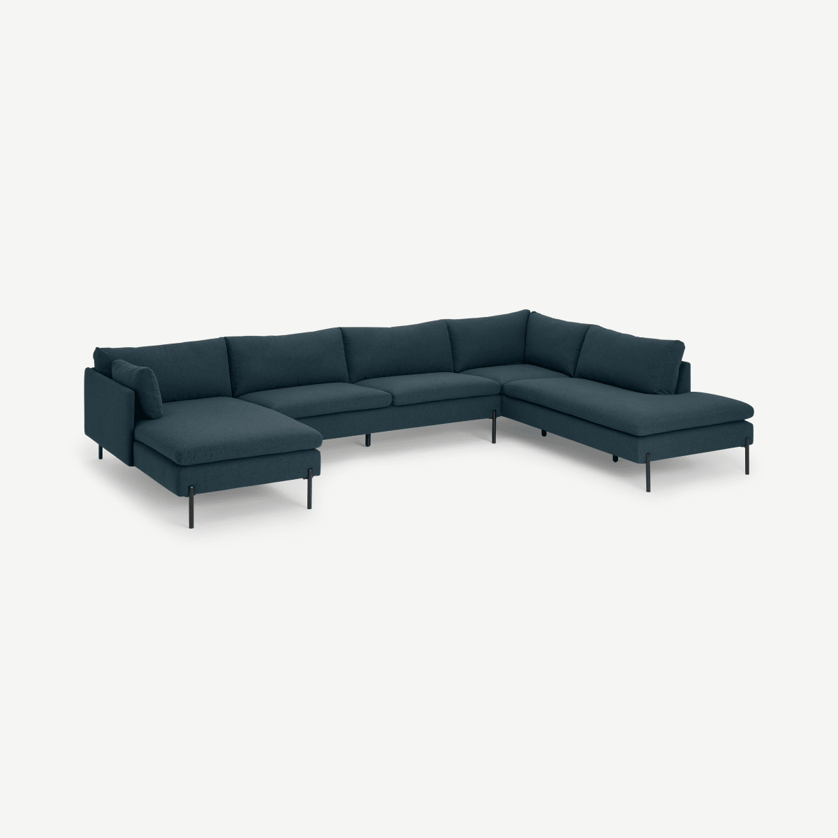 Zarina Right Hand Facing Corner Sofa, Aegean Blue Fabric