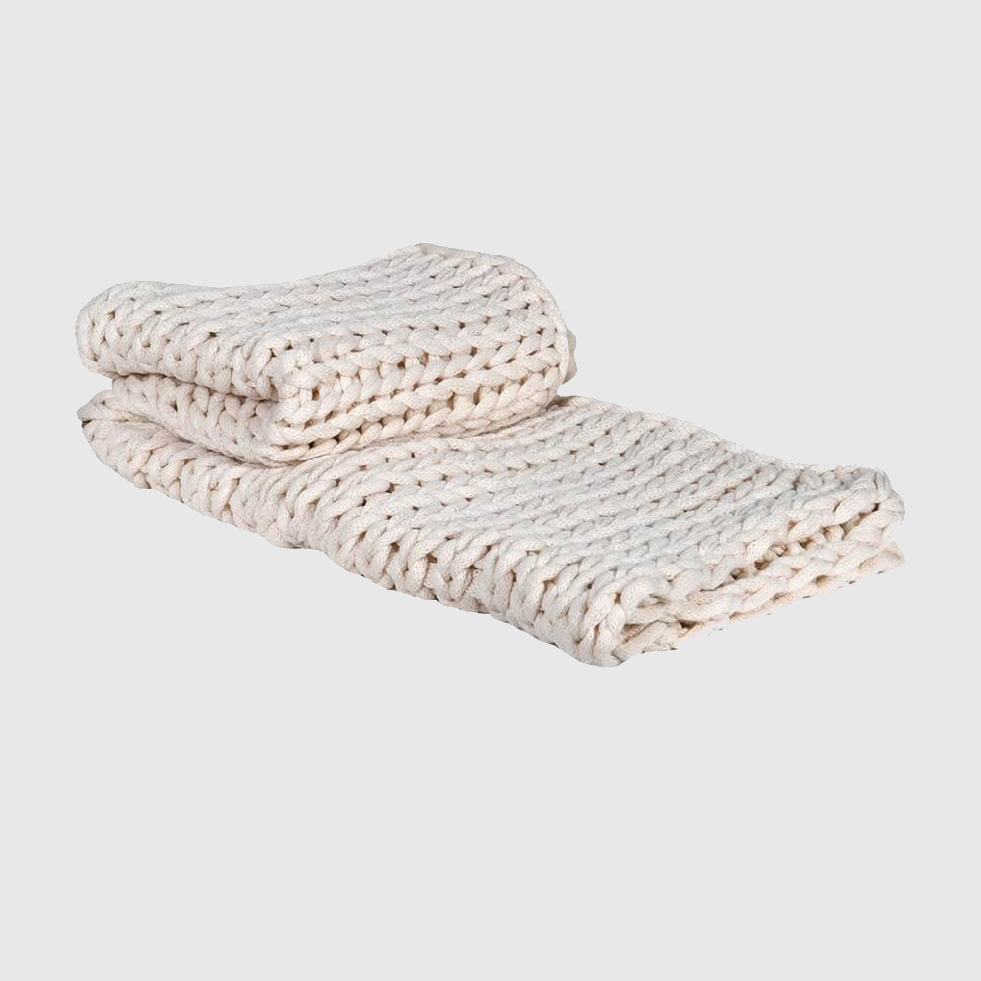 CREAM CHUNKY KNIT THROW Polyester | Barker & Stonehouse