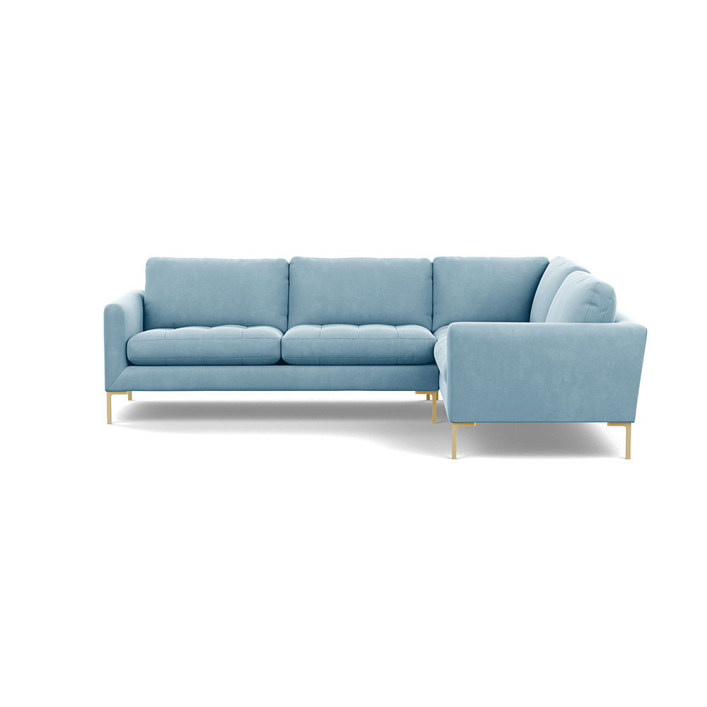 Heal's Eton Right Hand Facing Corner Sofa Varese Velvet Sky Brass Feet