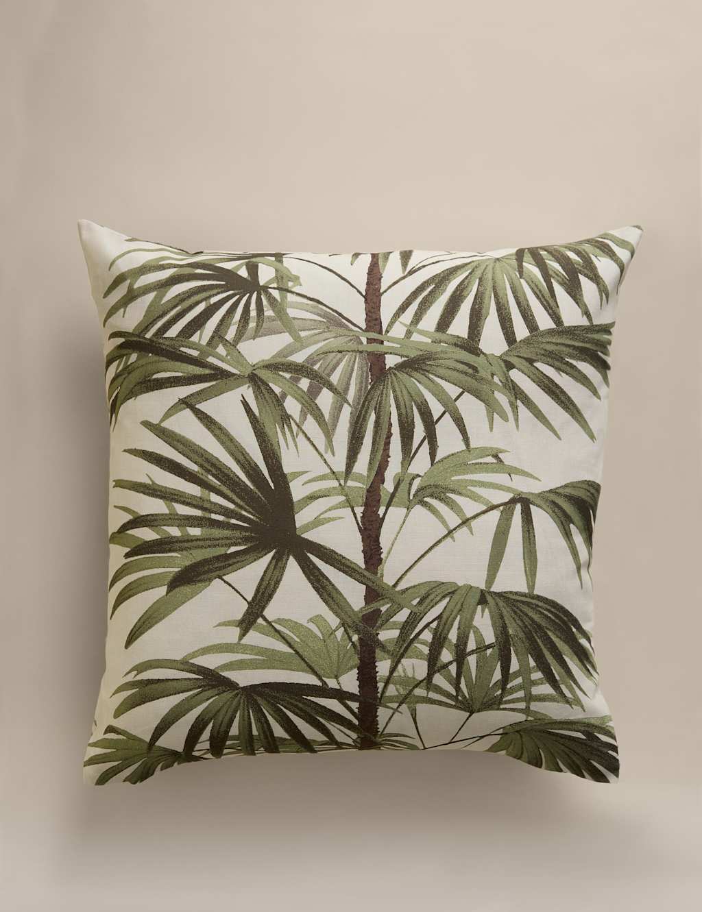M&S Pure Cotton Fern Tree Cushion Cover Green Mix