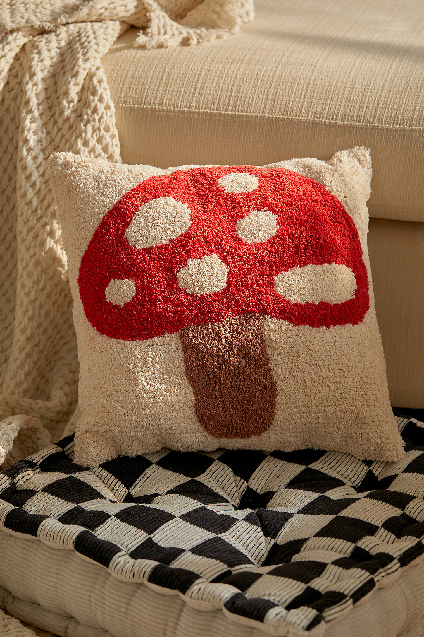 Tufted Mushroom Mini Cushion