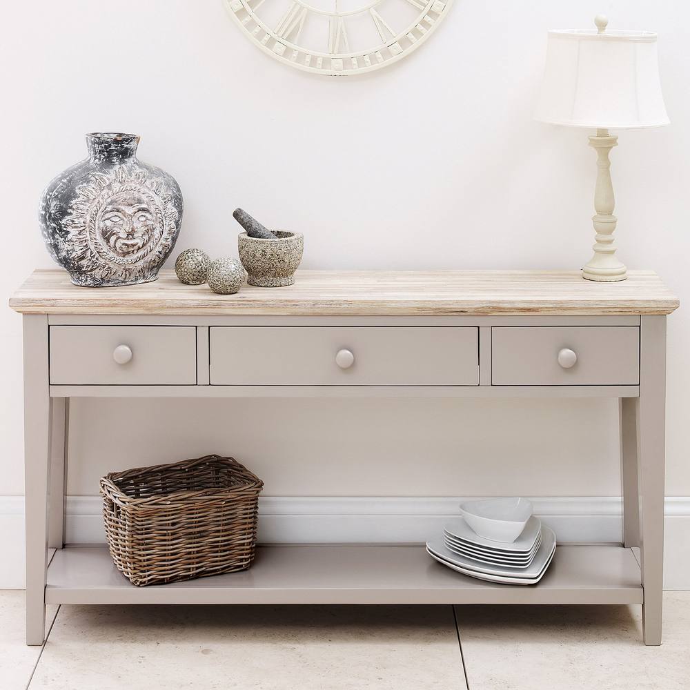 Statement Furniture Florence Large Console Table with 3 Drawers in Taupe