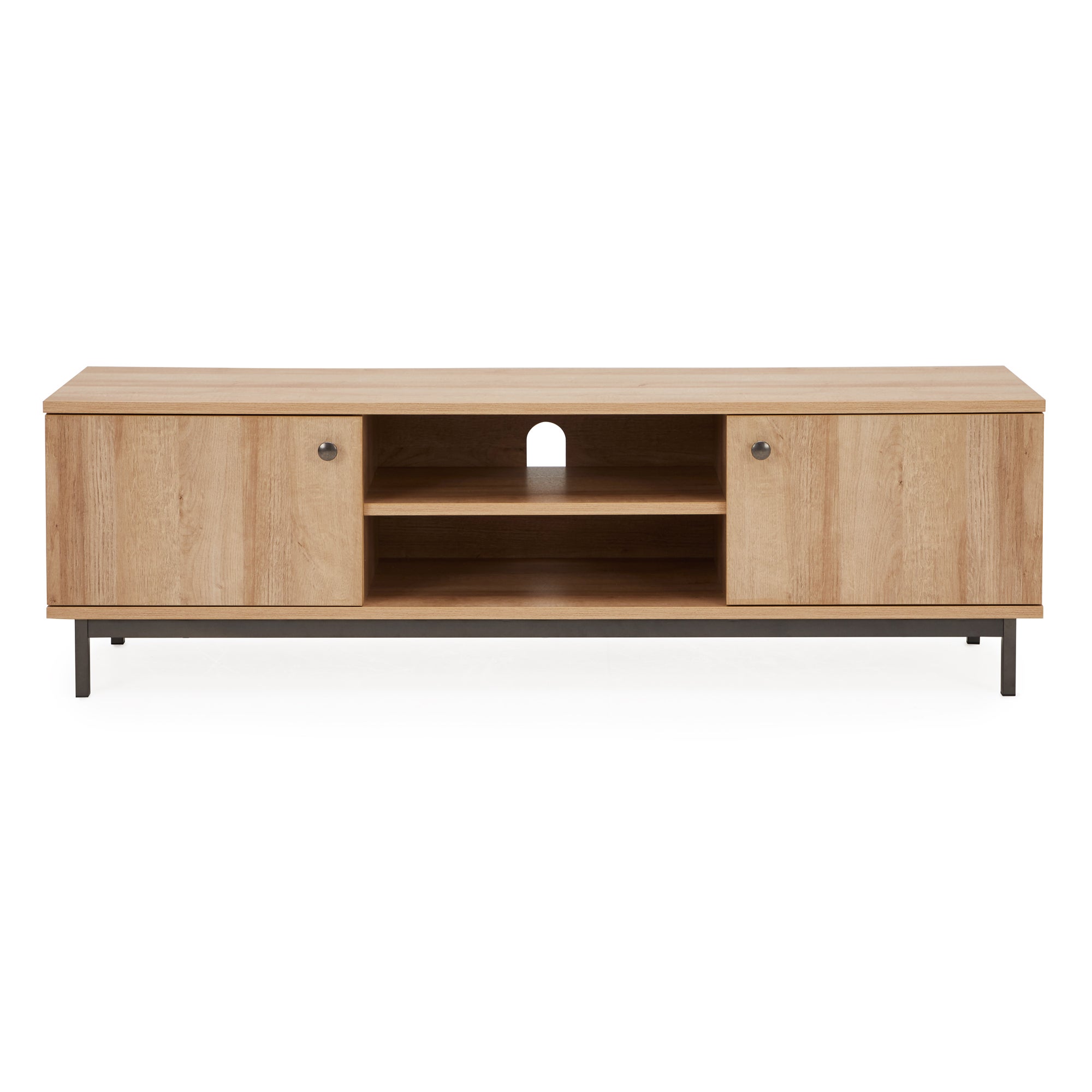 Fulton Oak Effect Wide TV Stand Brown