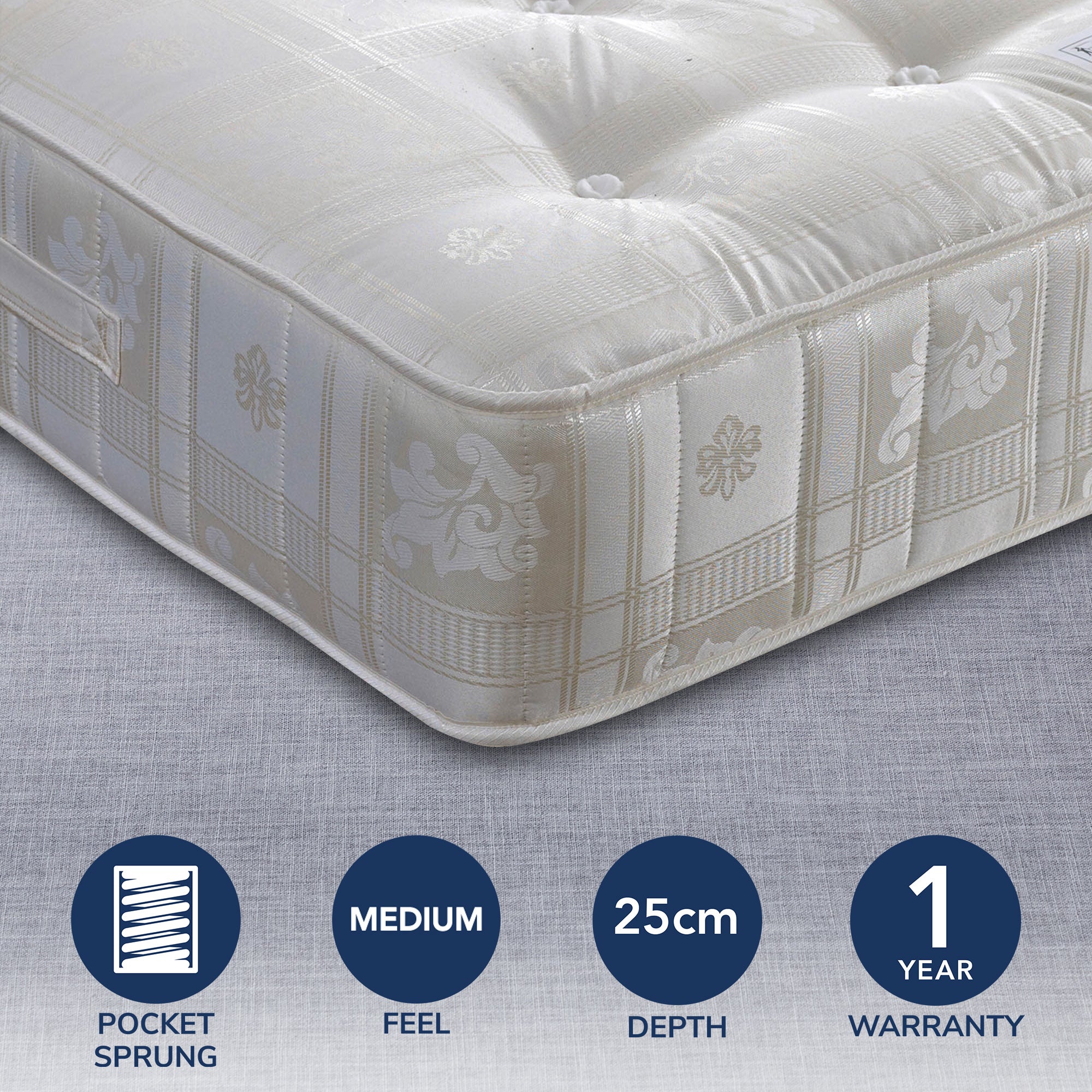 Majestic Medium 1000 Pocket Mattress White