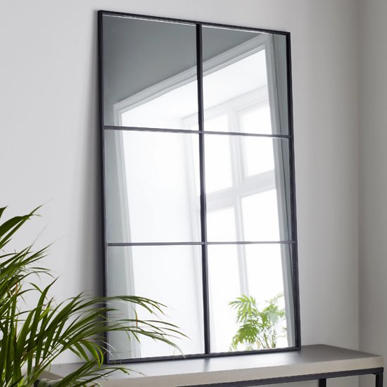 Manhattan Window Design Wall Mirror In Black Frame