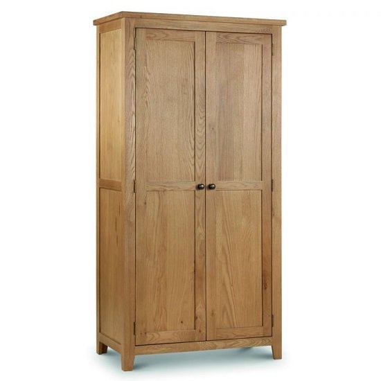 Porsha Two Doors Wooden Wardrobe In Waxed Oak Finish