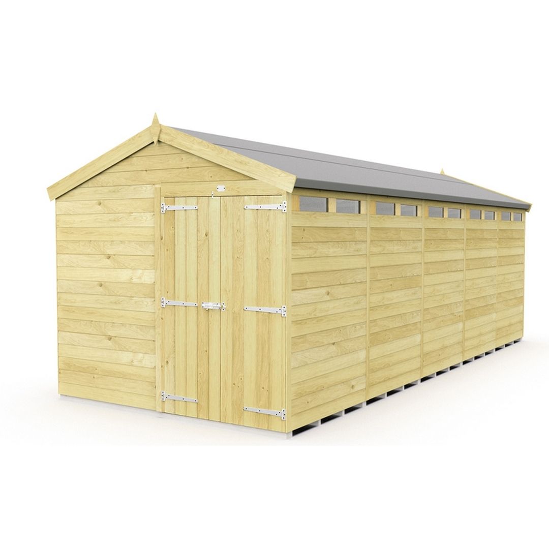 Buttercup Farm 8 x 20 Feet Apex Security Shed - Double Door - L592 x W231 x H217 cm in Brown