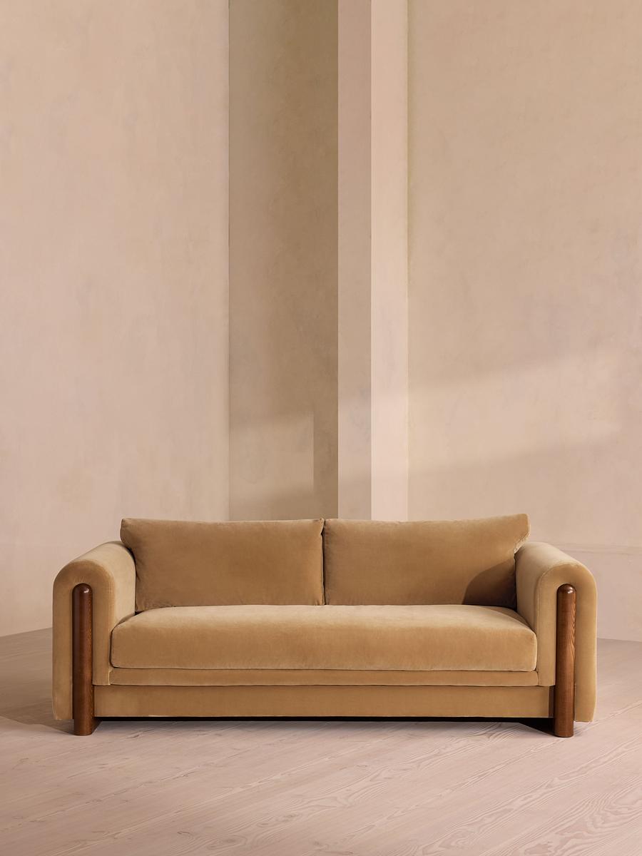 Farrell Three Seater Sofa, Velvet, Camel