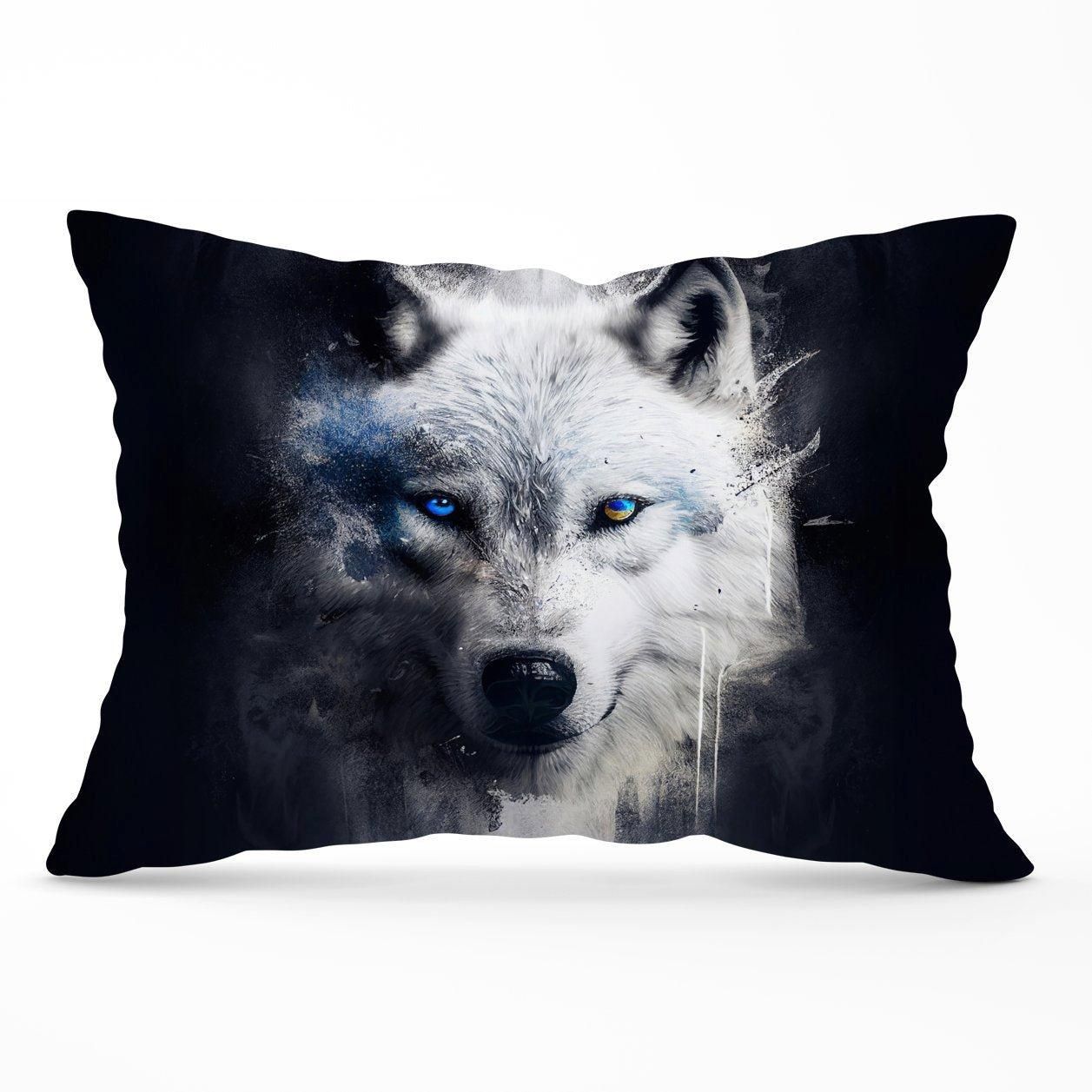Warren Reed - Designer White Wolf Face Splashart Dark Backgrouns Cushions