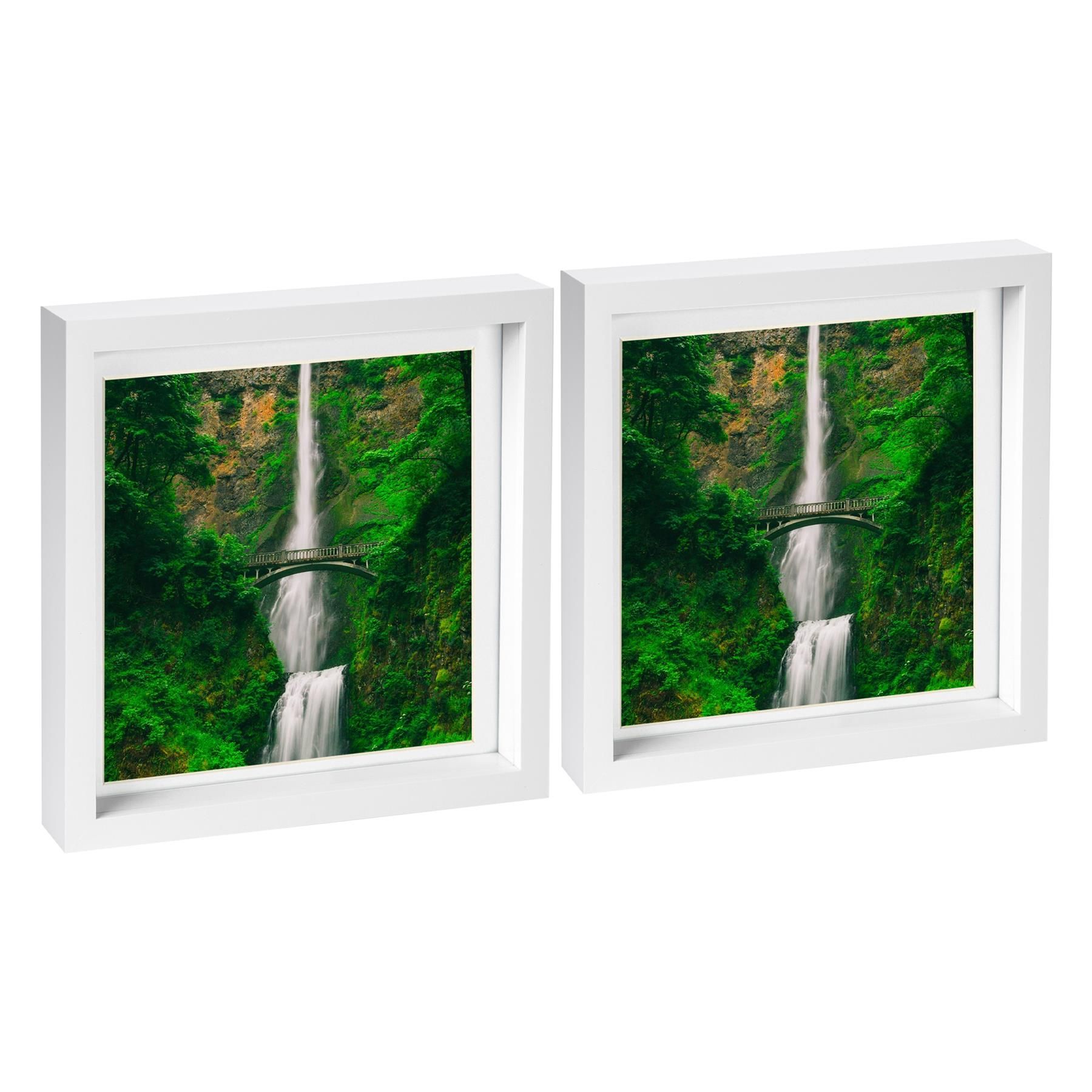 Nicola Spring 10" x 10" White 3D Box Photo Frames - 8" x 8" Mount - Pack of 2