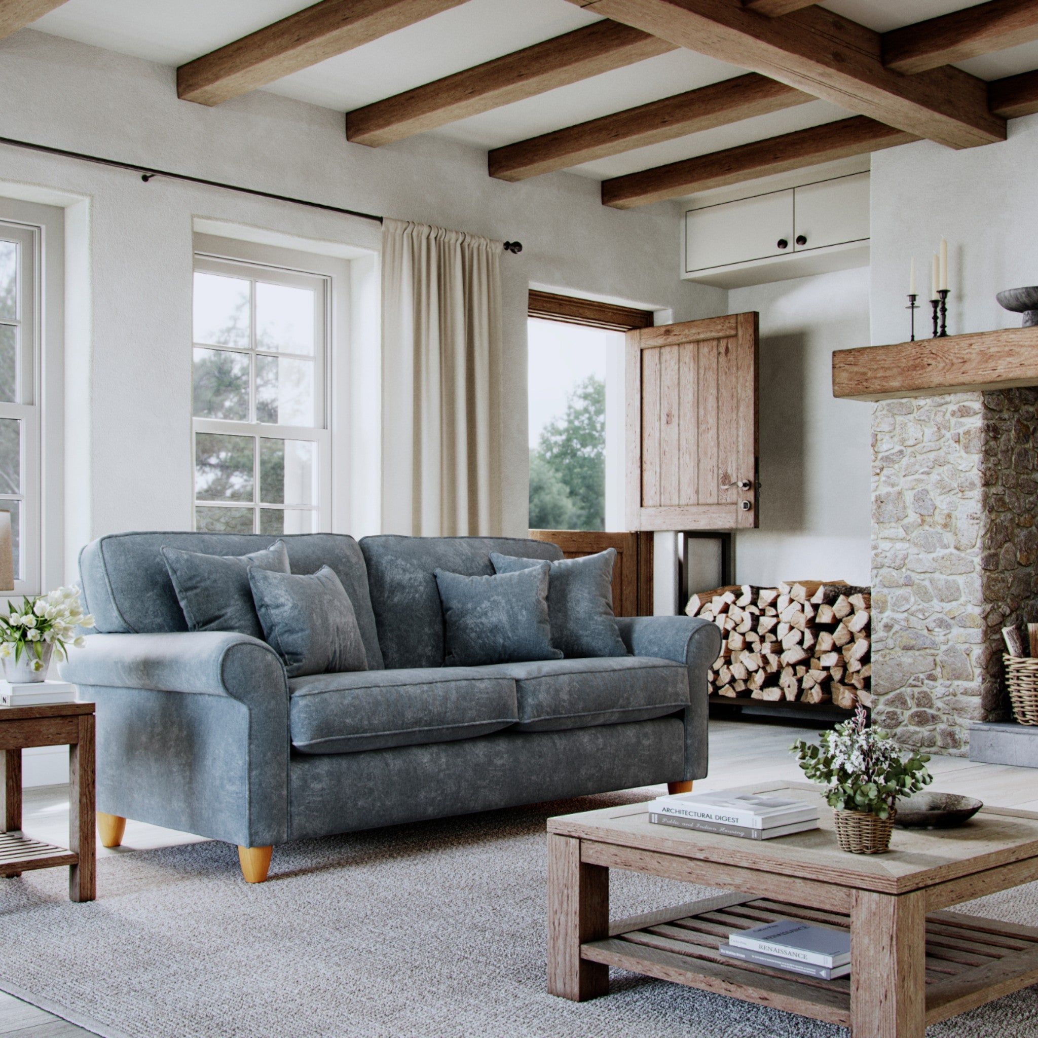 The Great Sofa Company Flora Medium Sofa Glory Steel in Dark Blue