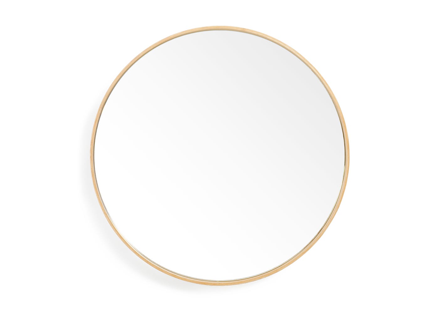 Wireworks Glance Round Wooden Mirror Natural Oak 45cm