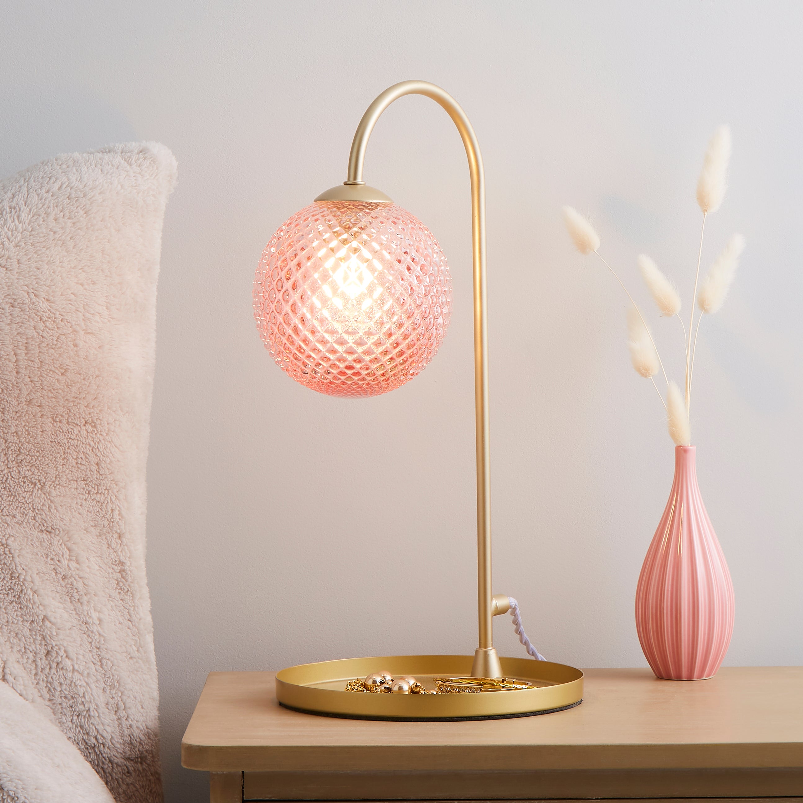 Elodie Trinket Tray Table Lamp Gold