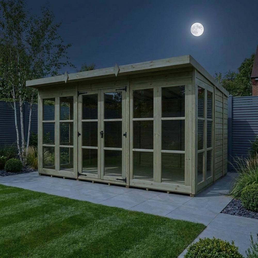 Buttercup Farm 12ft x 9ft Georgian Pent Summer House - Pressure Treated Timber in Natural 3
