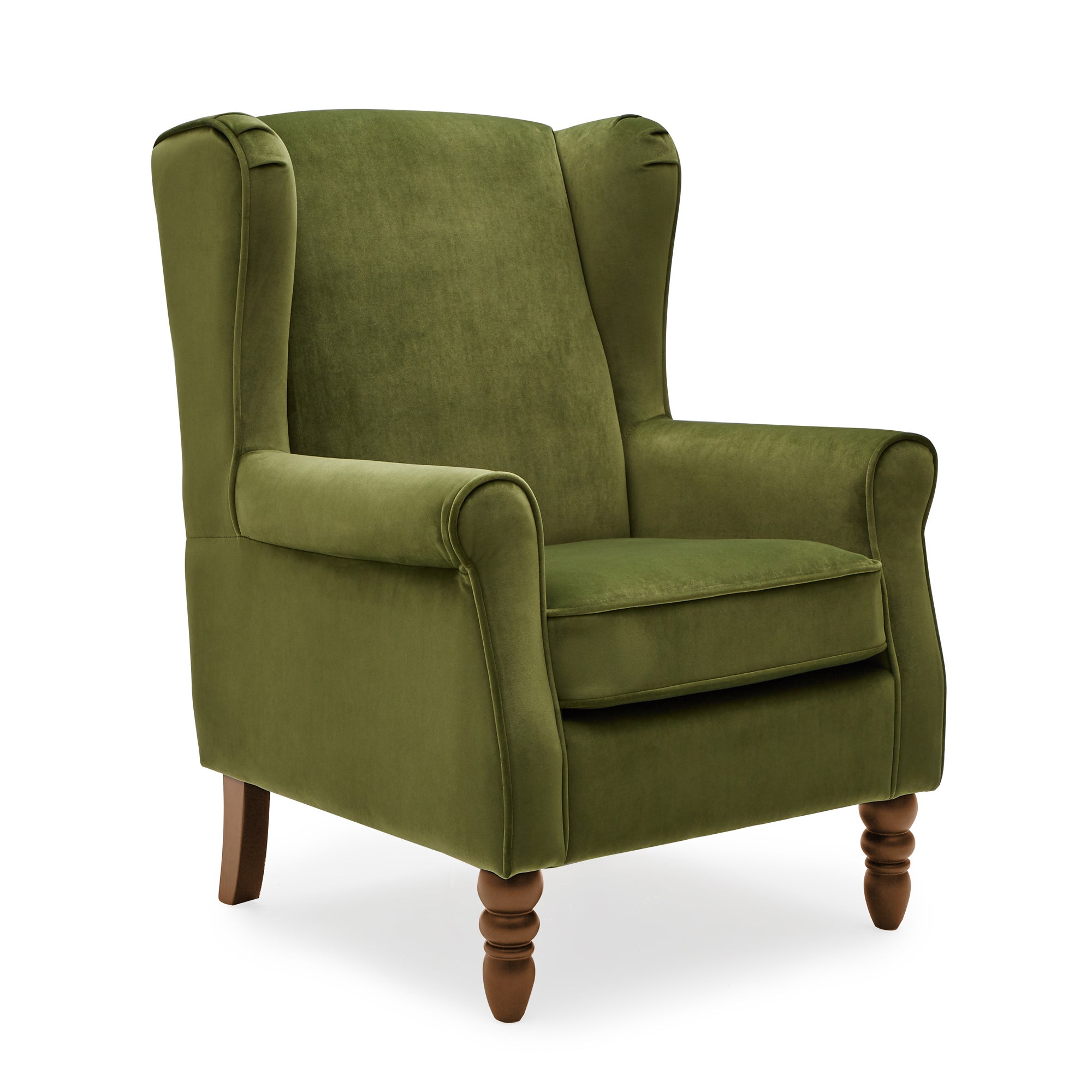 Oswald Wingback Armchair Velvet Green