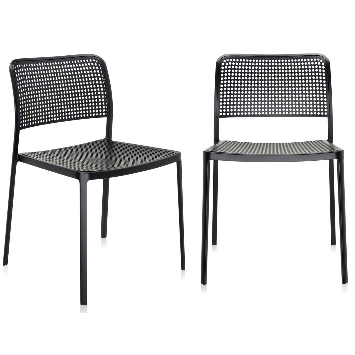 Pair of Kartell Audrey Dining Chairs - Black - Aluminium  - Plain - W52 x D51 x H80cm - Barker & Stonehouse