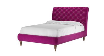 Knightsbridge (No Footboard) Double Bed in Peony Cotton Matt Velvet - sofa.com