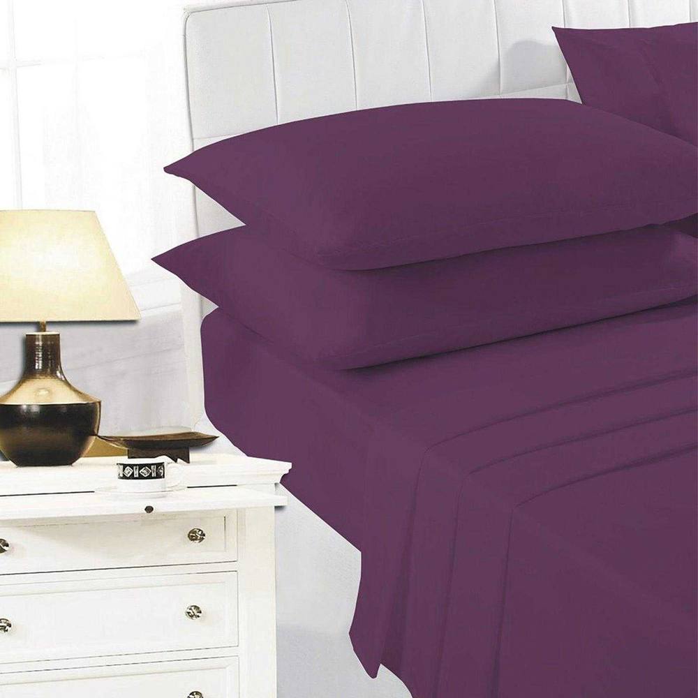 K Collection Percale Percale Fitted Sheet in Aubergine