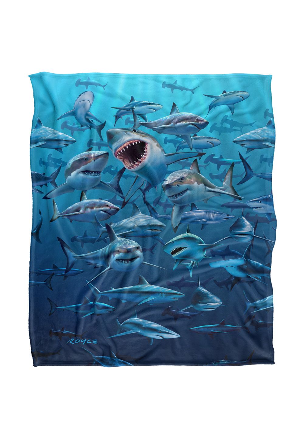 JQ Licensing Royce Mcclure Wish You Were Here Great White Sharks Silky Touch Super Soft Throw Blanket 152 X 127 cm