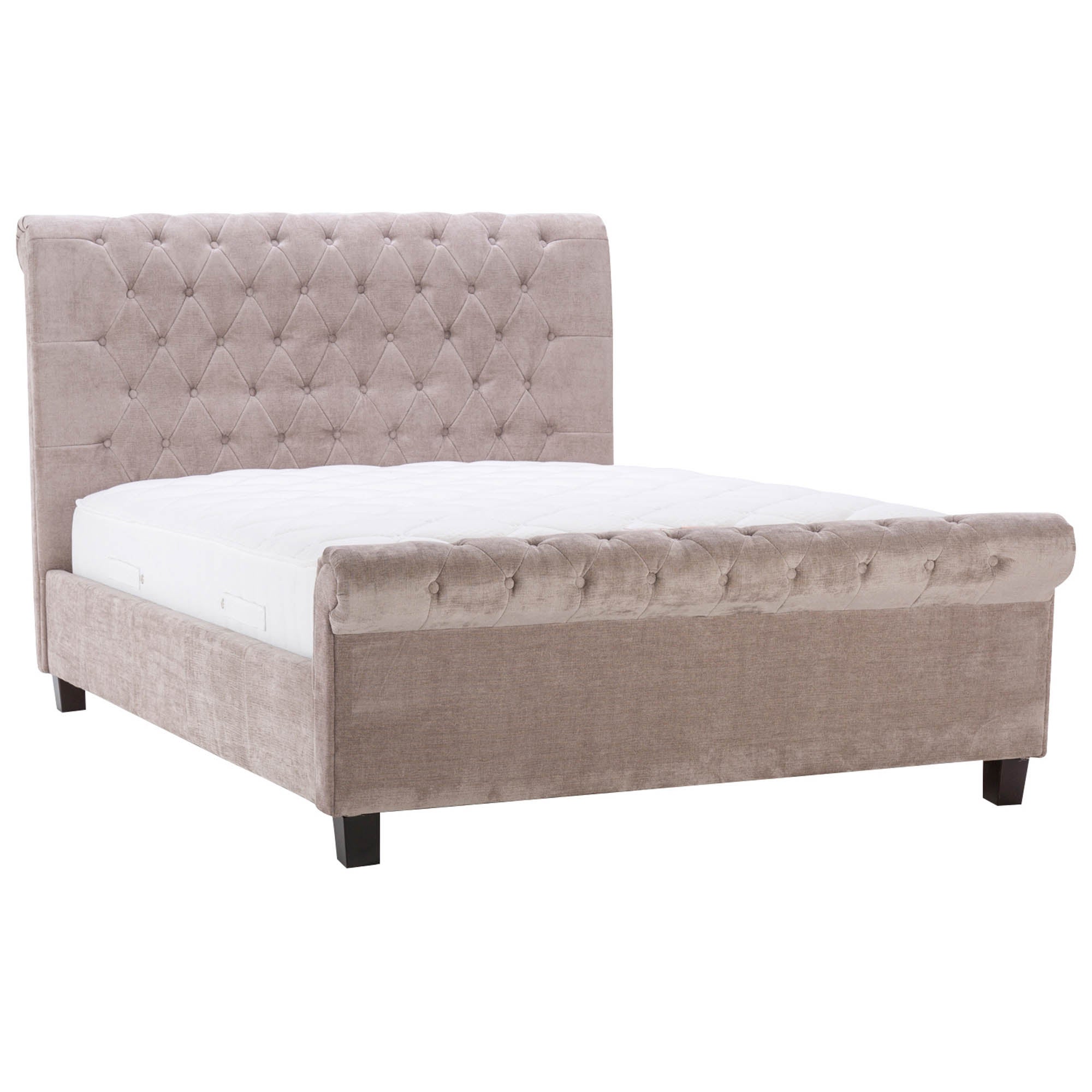 Orbit Mink Velvet Upholstered Bed Frame Brown