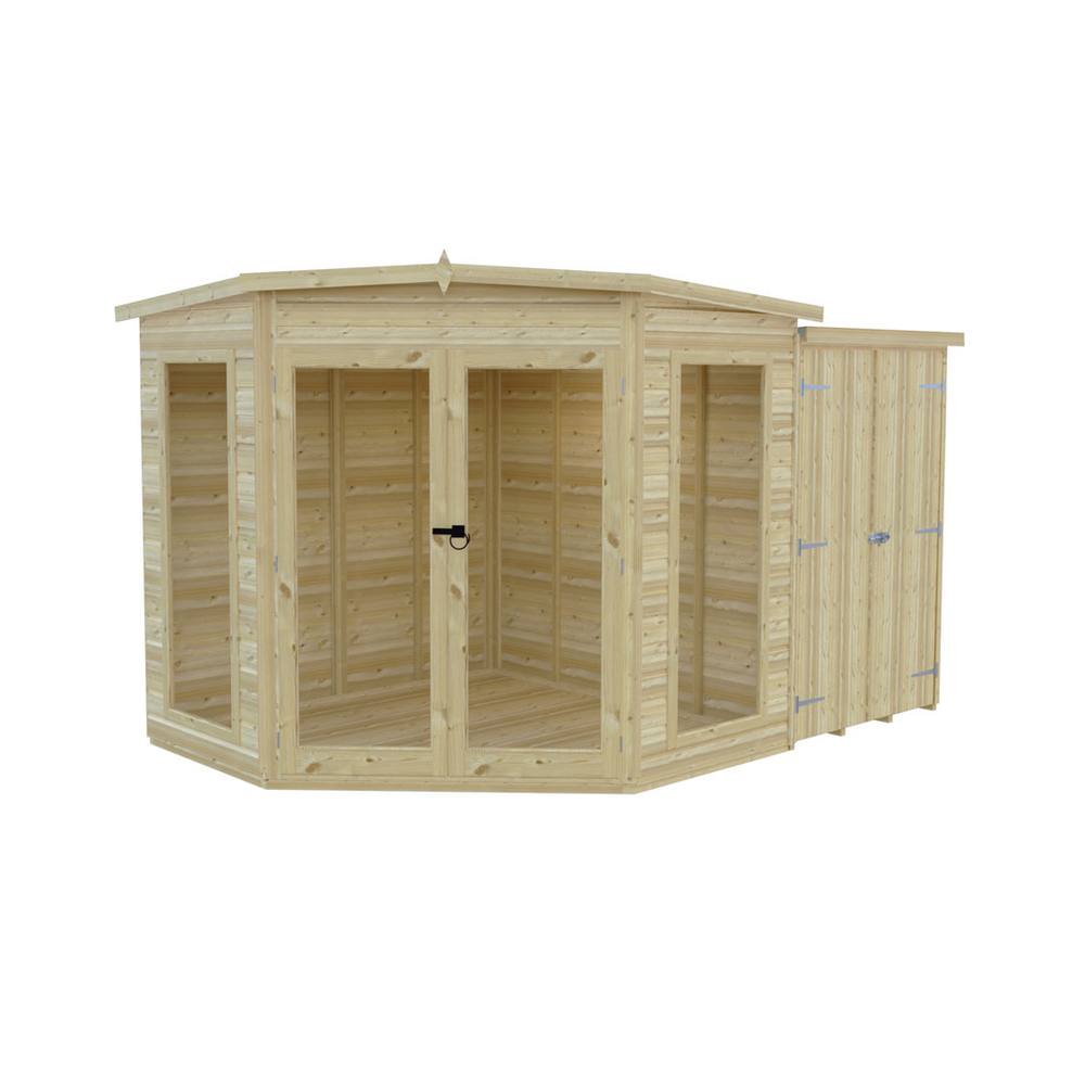 Shires Barclay 7 x 11 Feet with Side Shed - L119 x W205 x H190.3 cm in Natural