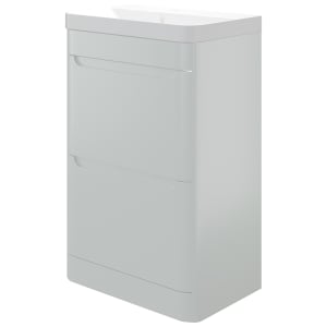 Wickes Malmo Gloss White Freestanding J Pull Compact Vanity Unit & Basin - 500 x 350mm