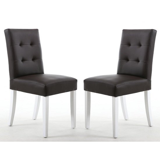 Artois Dining Chair In Brown Matt Bonded Leather With White Legs