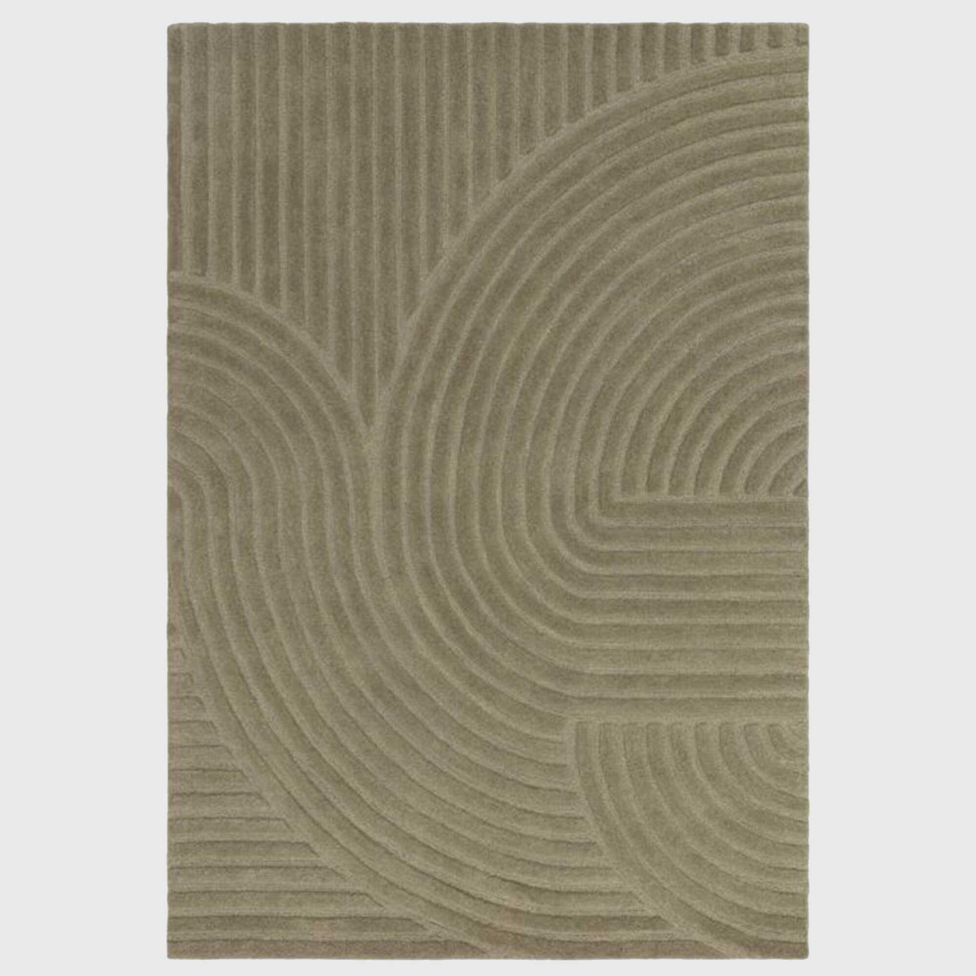 Curvone 120x170cm Rug Sage, Square, Green Wool | Barker & Stonehouse