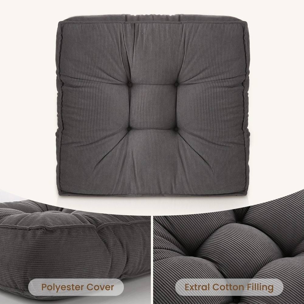 NESTLUNE Grey Thick Cotton Seat Cushion For Garden Dining