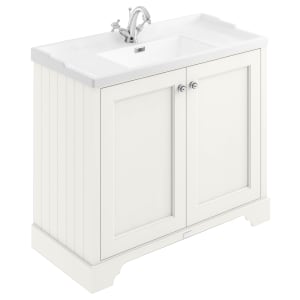 Bayswater Victrion Pointing White Traditional Freestanding Vanity Unit & White Recessed Basin - 1000mm