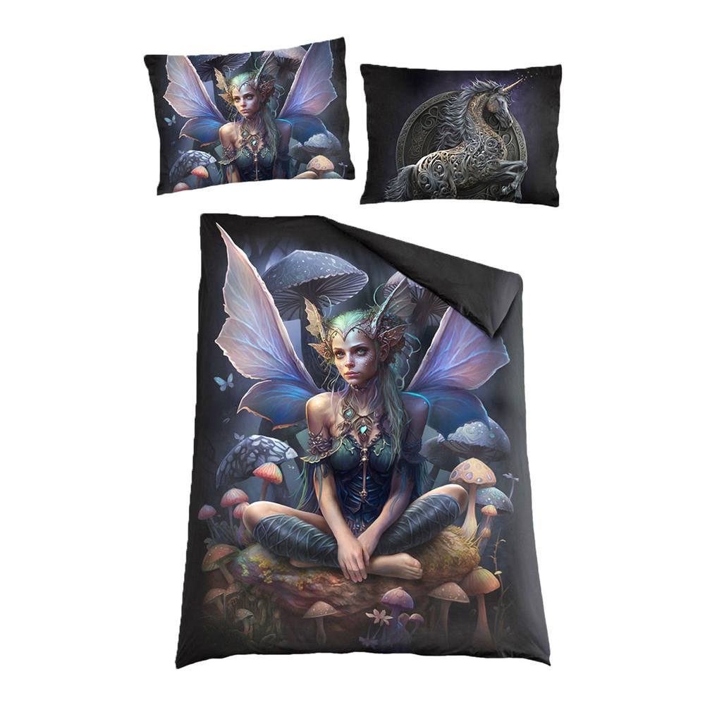 Spiral Magical Fairy Duvet Cover Set in Black