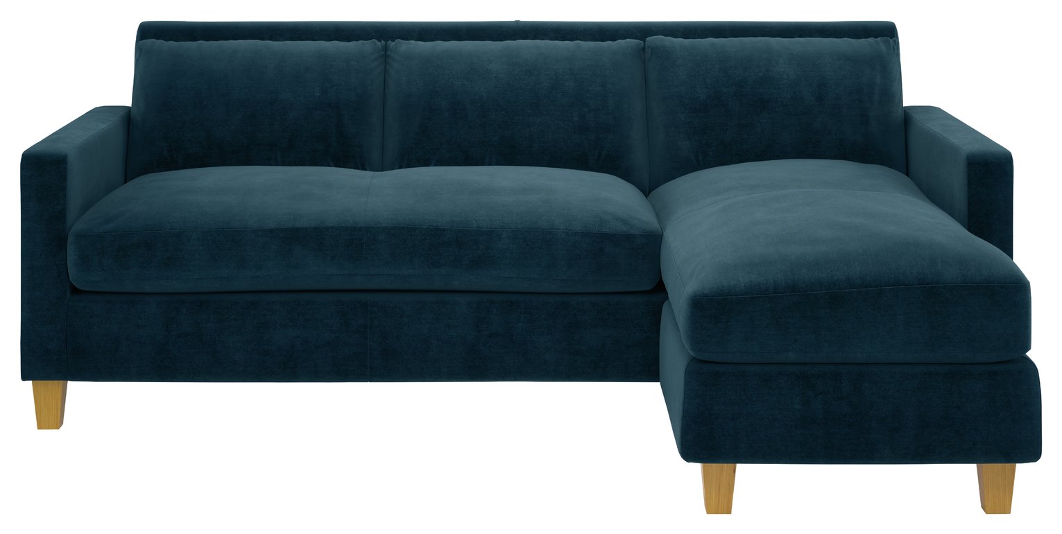 Habitat Chester 3 Seater Reversible Fabric Chaise Sofa Blue